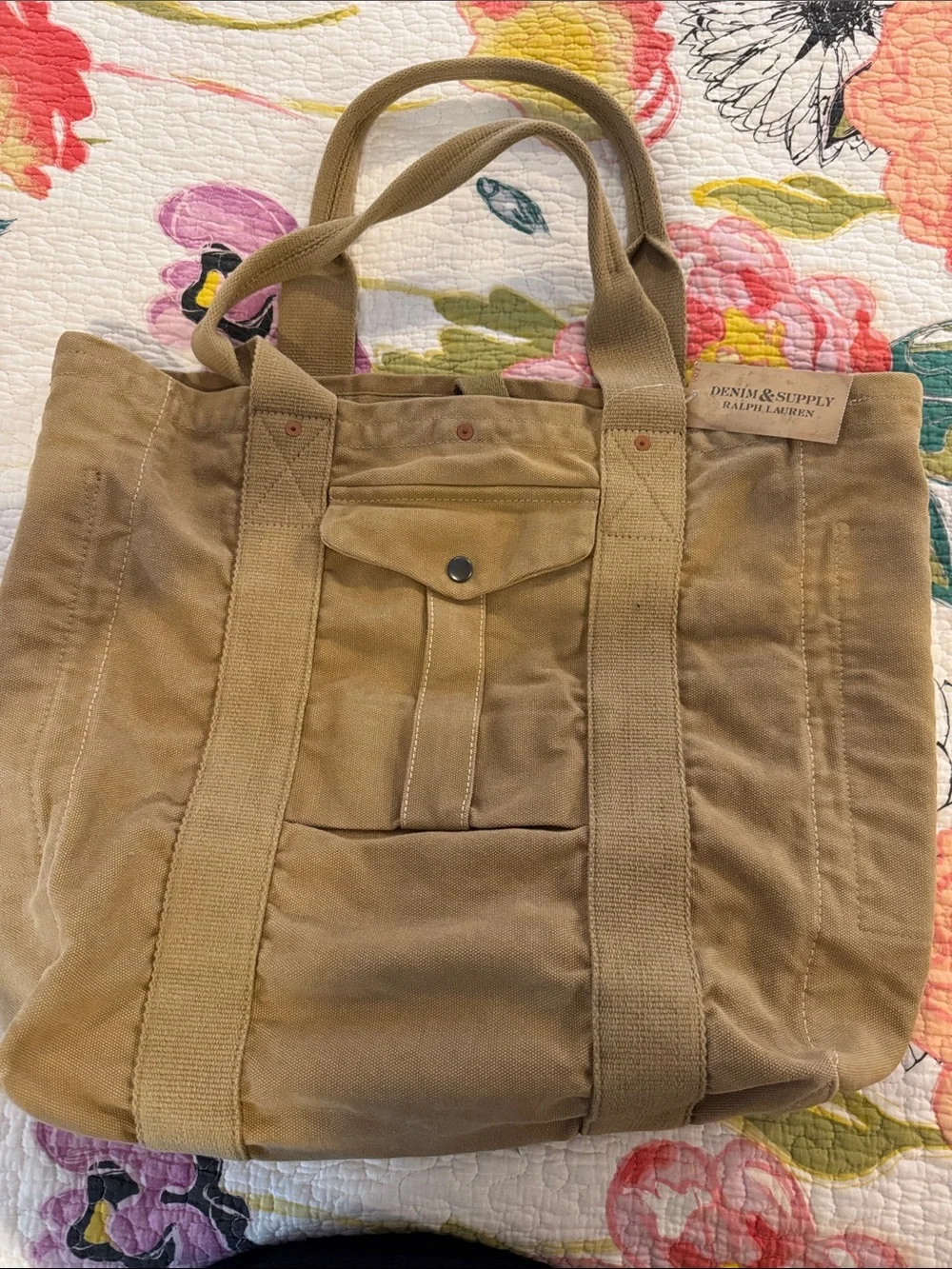Denim & Supply Ralph Lauren Khaki Canvas Messenger Tote